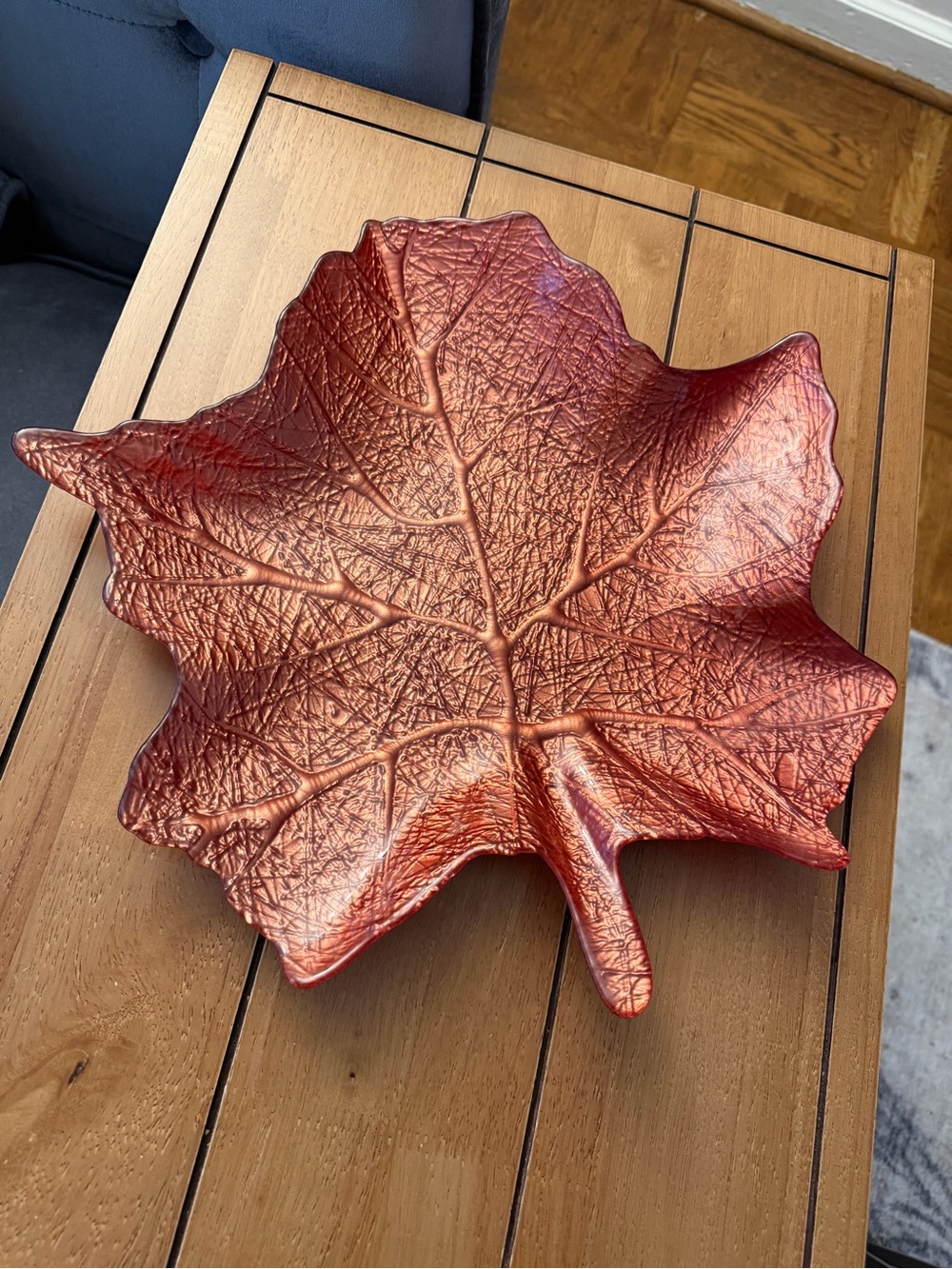 All Glass Fall Decorative Large Leaf Bowl - Never Used